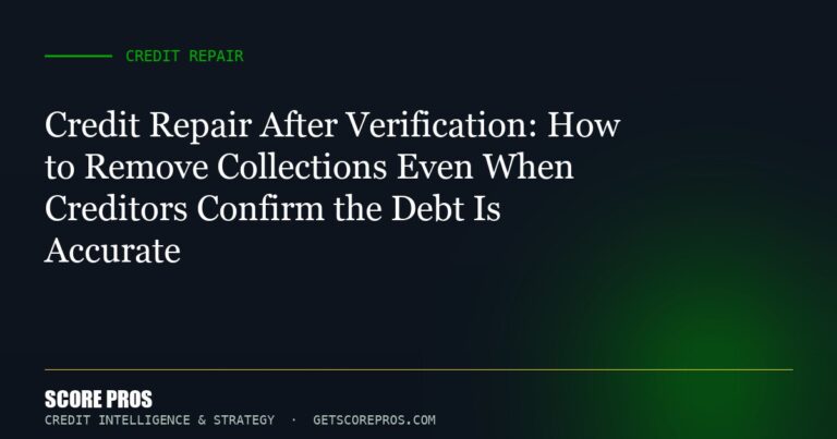 Credit Repair After Verification: How to Remove Collections Even When Creditors Confirm the Debt Is Accurate