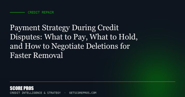 Payment Strategy During Credit Disputes: What to Pay, What to Hold, and How to Negotiate Deletions for Faster Removal