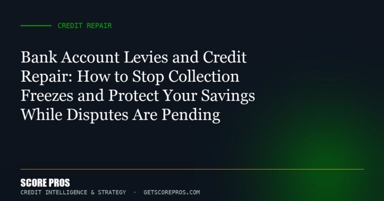 Bank Account Levies and Credit Repair: How to Stop Collection Freezes and Protect Your Savings While Disputes Are Pending