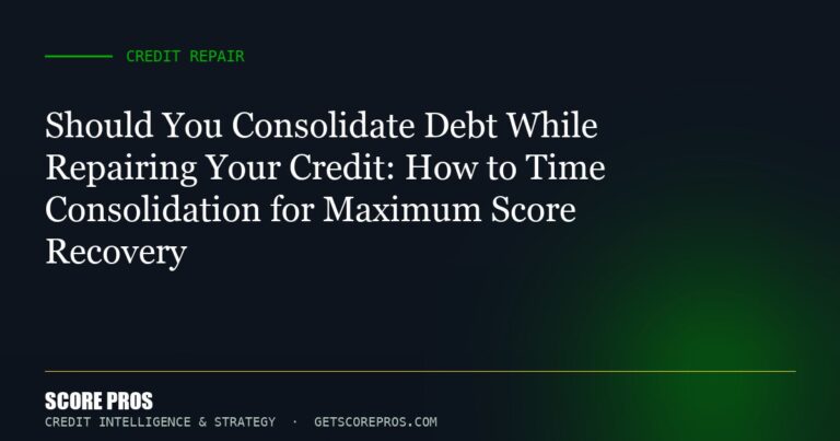 Should You Consolidate Debt While Repairing Your Credit: How to Time Consolidation for Maximum Score Recovery