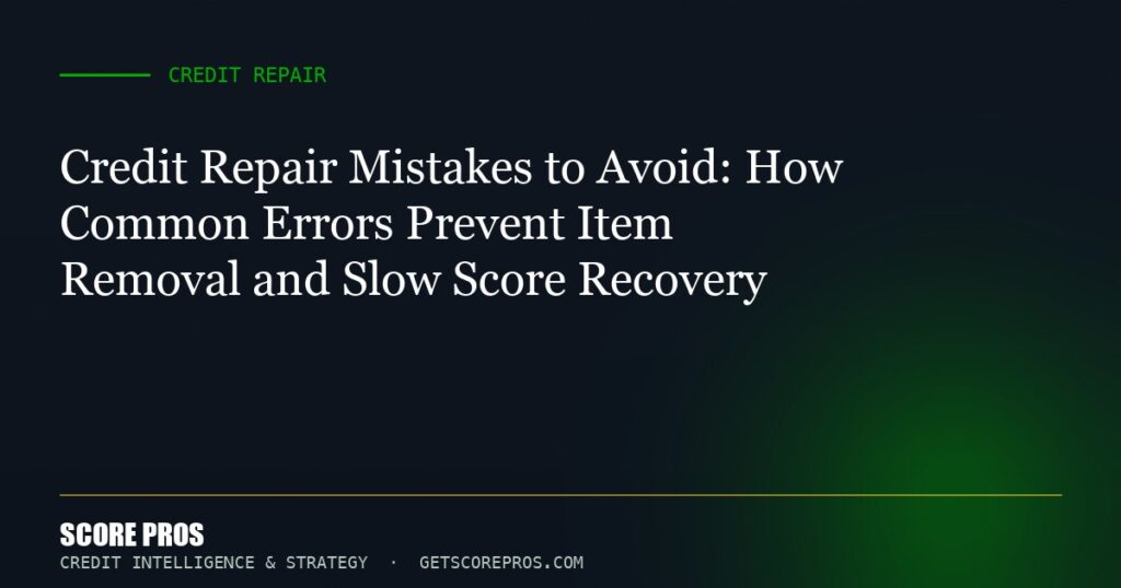 Credit Repair Mistakes to Avoid: How Common Errors Prevent Item Removal and Slow Score Recovery