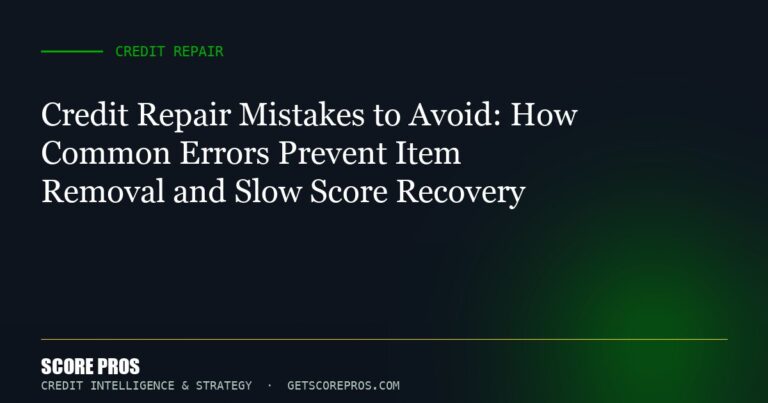 Credit Repair Mistakes to Avoid: How Common Errors Prevent Item Removal and Slow Score Recovery