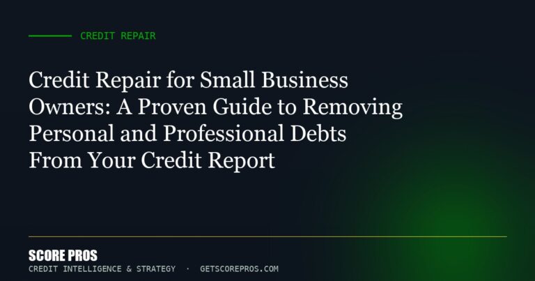 Credit Repair for Small Business Owners: A Proven Guide to Removing Personal and Professional Debts From Your Credit Report