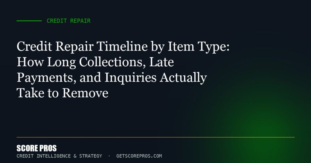 Credit Repair Timeline by Item Type: How Long Collections, Late Payments, and Inquiries Actually Take to Remove