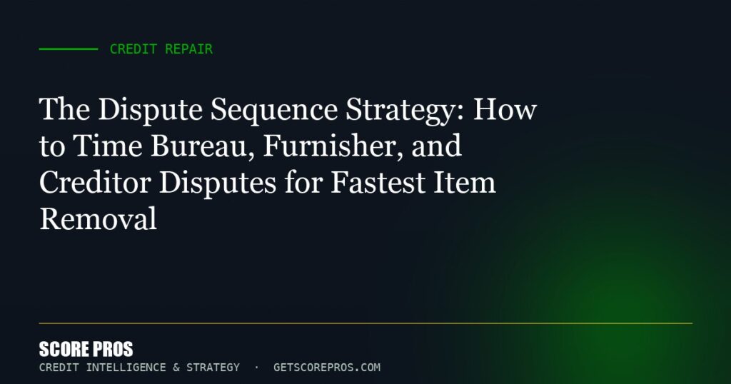 The Dispute Sequence Strategy: How to Time Bureau, Furnisher, and Creditor Disputes for Fastest Item Removal