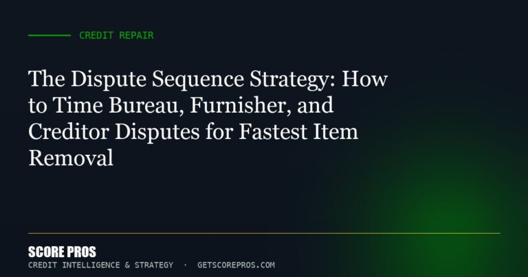 The Dispute Sequence Strategy: How to Time Bureau, Furnisher, and Creditor Disputes for Fastest Item Removal
