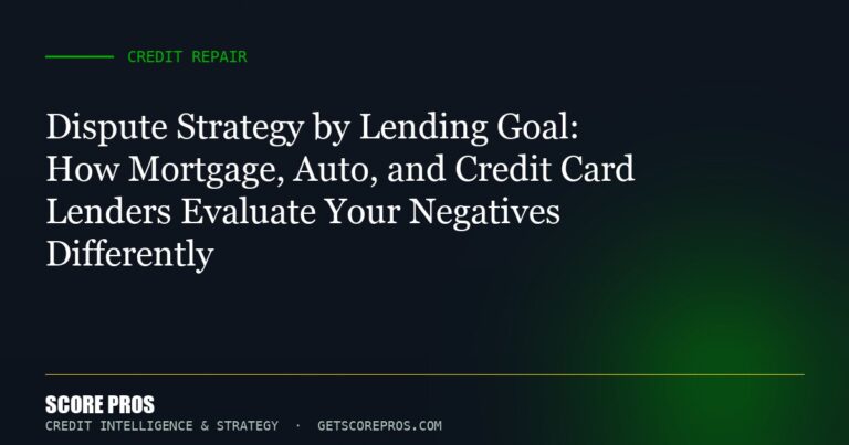 Dispute Strategy by Lending Goal: How Mortgage, Auto, and Credit Card Lenders Evaluate Your Negatives Differently