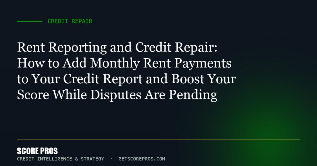 Rent Reporting and Credit Repair: How to Add Monthly Rent Payments to Your Credit Report and Boost Your Score While Disputes Are Pending