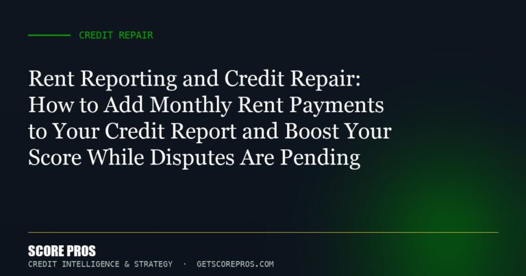 Rent Reporting and Credit Repair: How to Add Monthly Rent Payments to Your Credit Report and Boost Your Score While Disputes Are Pending