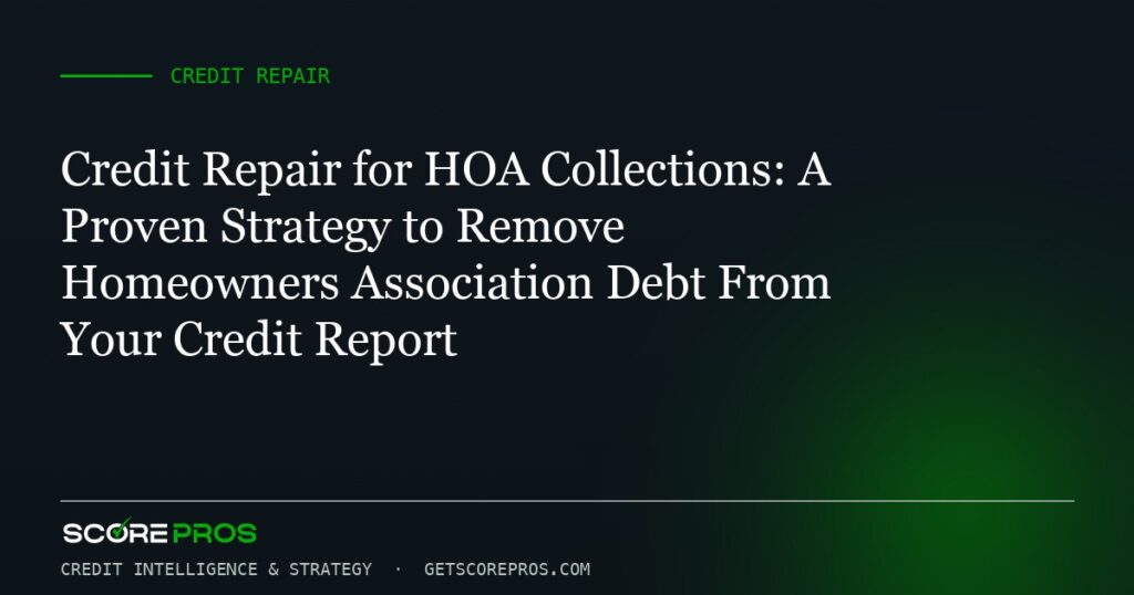 Credit Repair for HOA Collections: A Proven Strategy to Remove Homeowners Association Debt From Your Credit Report