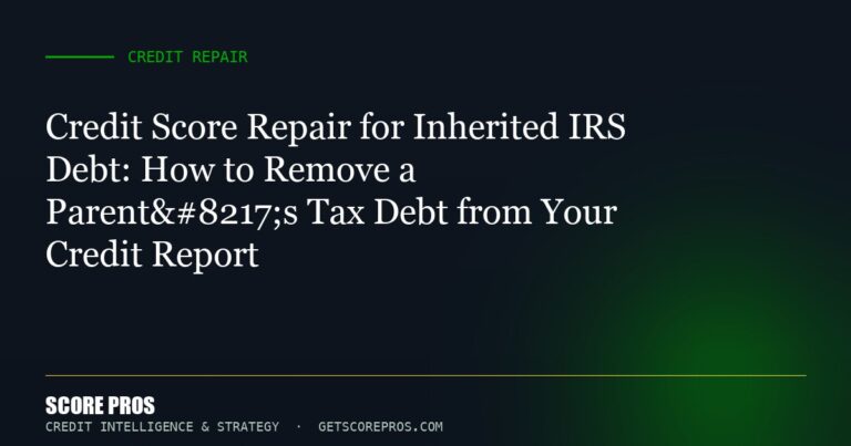 Credit Score Repair for Inherited IRS Debt: How to Remove a Parent’s Tax Debt from Your Credit Report