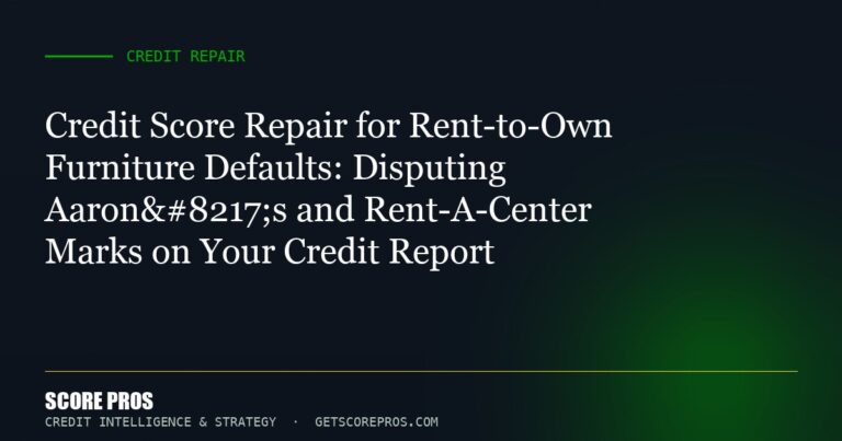 Credit Score Repair for Rent-to-Own Furniture Defaults: Disputing Aaron’s and Rent-A-Center Marks on Your Credit Report