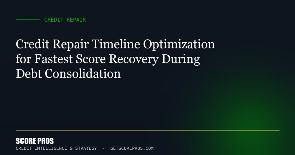 Credit Repair Timeline Optimization for Fastest Score Recovery During Debt Consolidation