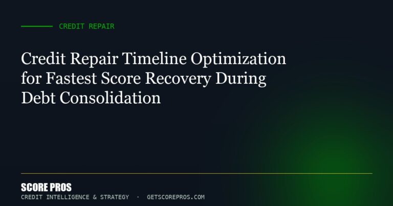 Credit Repair Timeline Optimization for Fastest Score Recovery During Debt Consolidation
