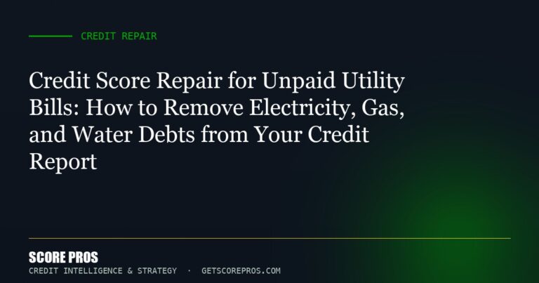 Credit Score Repair for Unpaid Utility Bills: How to Remove Electricity, Gas, and Water Debts from Your Credit Report