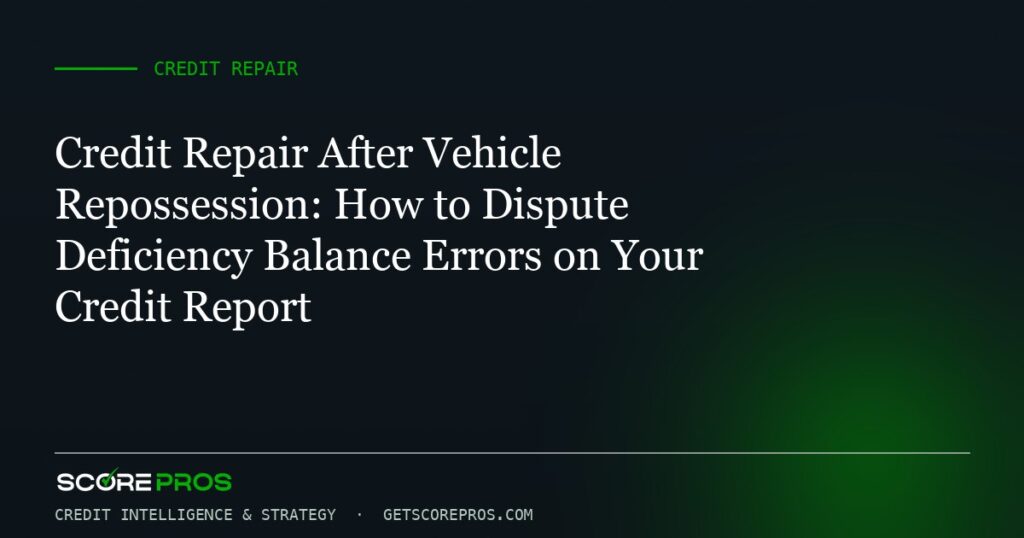 Credit Repair After Vehicle Repossession: How to Dispute Deficiency Balance Errors on Your Credit Report