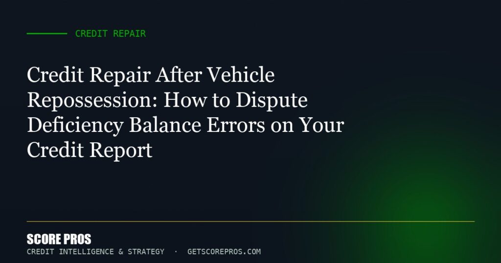 Credit Repair After Vehicle Repossession: How to Dispute Deficiency Balance Errors on Your Credit Report