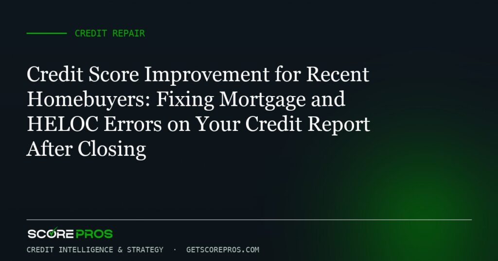 Credit Score Improvement for Recent Homebuyers: Fixing Mortgage and HELOC Errors on Your Credit Report After Closing