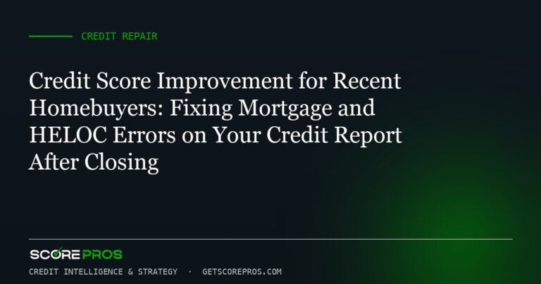 Credit Score Improvement for Recent Homebuyers: Fixing Mortgage and HELOC Errors on Your Credit Report After Closing
