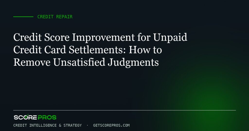 Credit Score Improvement for Unpaid Credit Card Settlements: How to Remove Unsatisfied Judgments