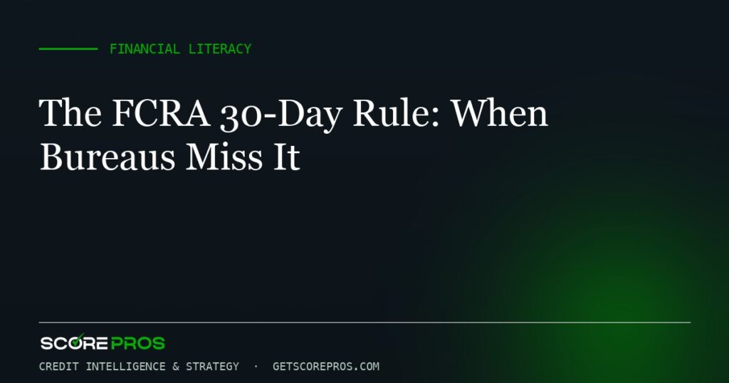 The FCRA 30-Day Rule: When Bureaus Miss It