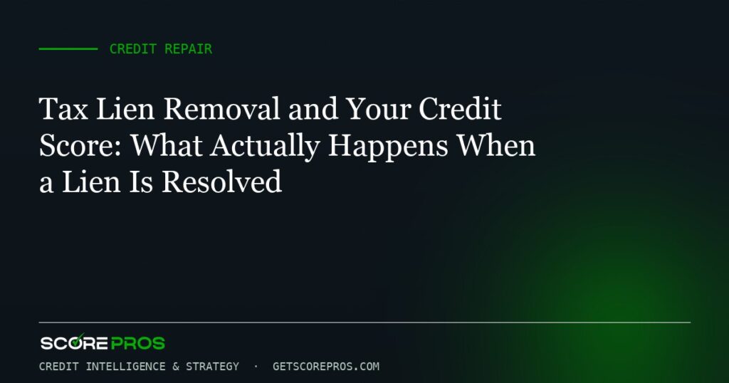 Tax Lien Removal and Your Credit Score: What Actually Happens When a Lien Is Resolved