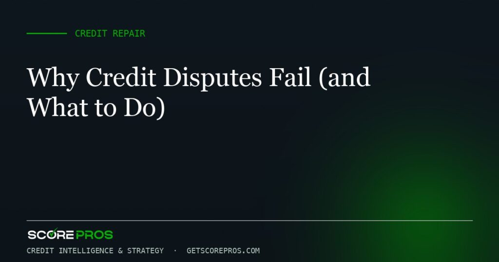 Why Credit Disputes Fail (and What to Do)