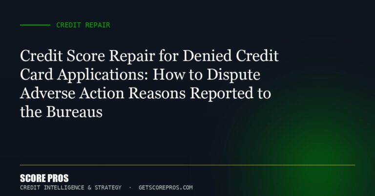 Credit Score Repair for Denied Credit Card Applications: How to Dispute Adverse Action Reasons Reported to the Bureaus