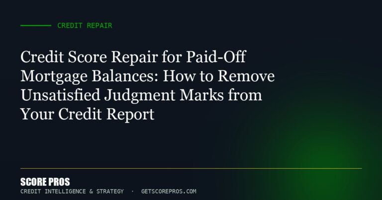 Credit Score Repair for Paid-Off Mortgage Balances: How to Remove Unsatisfied Judgment Marks from Your Credit Report