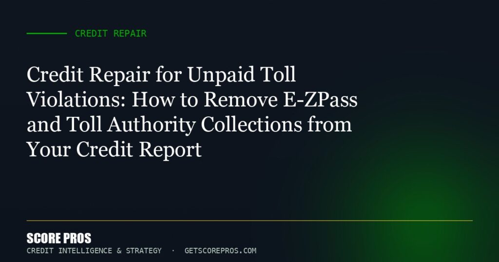 Credit Repair for Unpaid Toll Violations: How to Remove E-ZPass and Toll Authority Collections from Your Credit Report