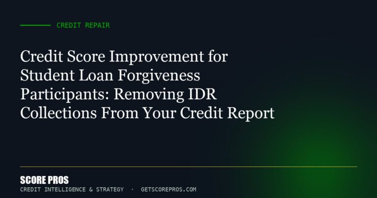 Credit Score Improvement for Student Loan Forgiveness Participants: Removing IDR Collections From Your Credit Report